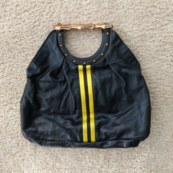 Tom Ford Gucci Bamboo Yellow Stripe Tote Bag - Picture 2 of 7